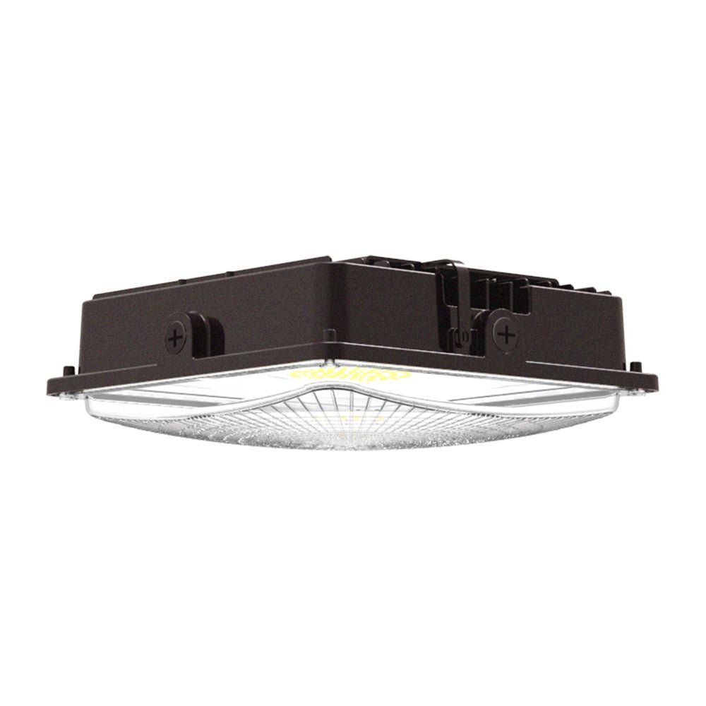 LED Canopy Light 35W 5700K Daylight 4550LM IP65 Waterproof 0 - 10V Dim 120 - 277VAC Surface or Pendant Mount, for Gas Stations Outdoor Area Light, Bronze - LEDMyPlace