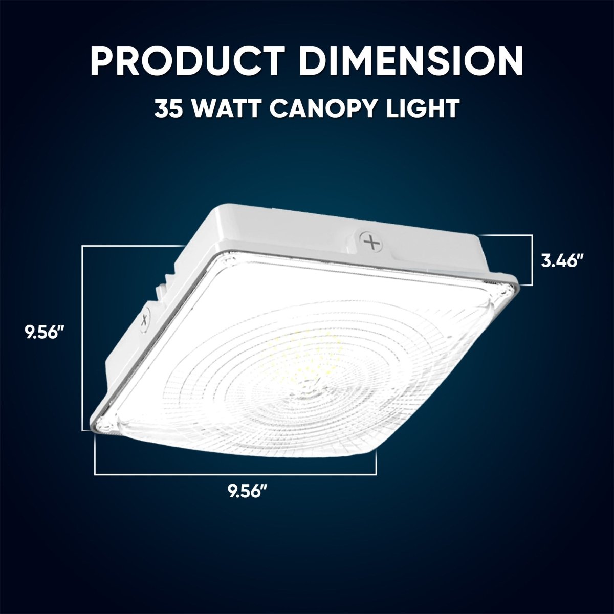 LED Canopy Light 35W 5700K Daylight 4550LM IP65 Waterproof 0 - 10V Dim 120 - 277VAC Surface or Pendant Mount, for Gas Stations Outdoor Area Light White - LEDMyPlace