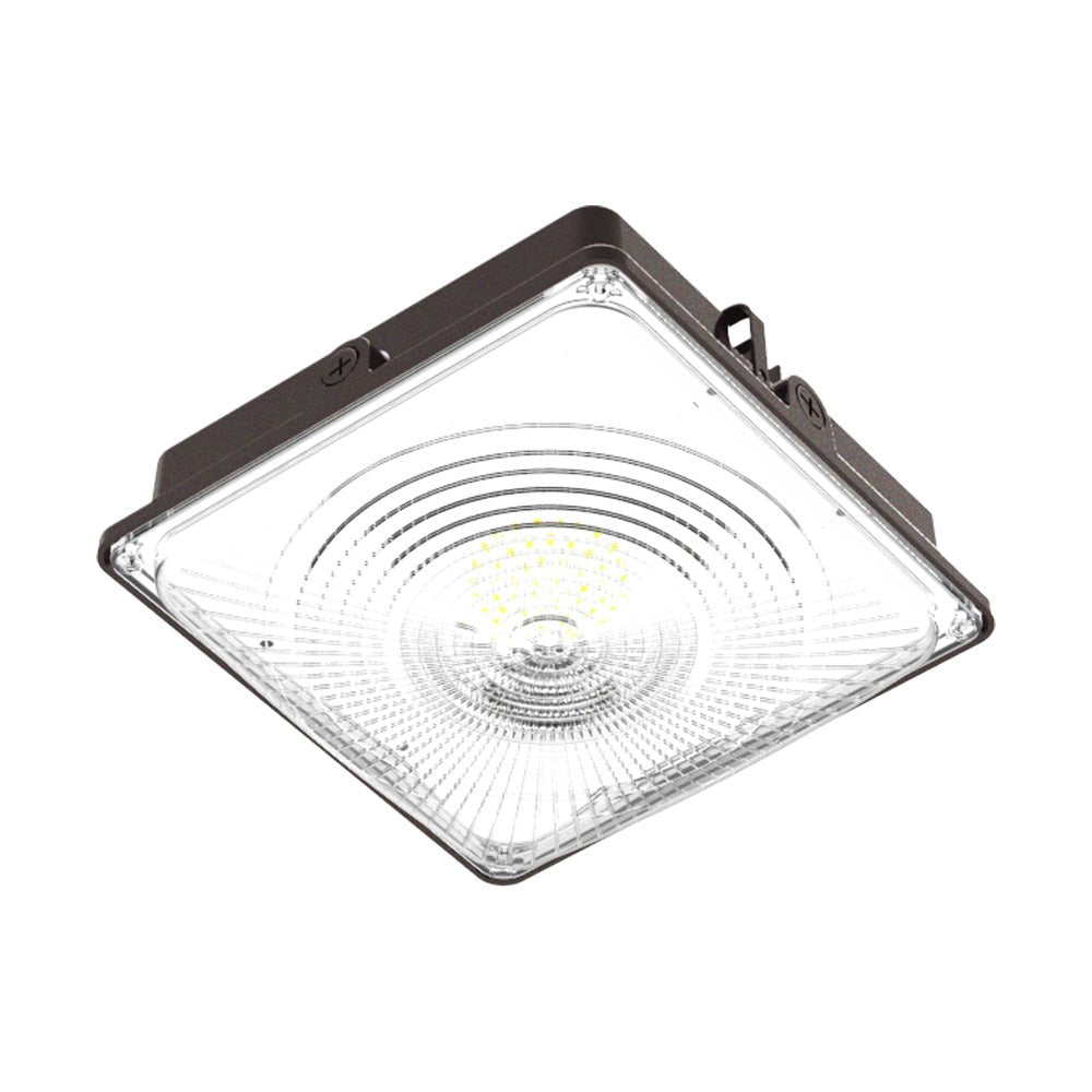 LED Canopy Light 75W 5700K Daylight 9750LM IP65 Waterproof 0 - 10V Dim 120 - 277VAC Surface or Pendant Mount, for Gas Stations Outdoor Area Light, Black - LEDMyPlace