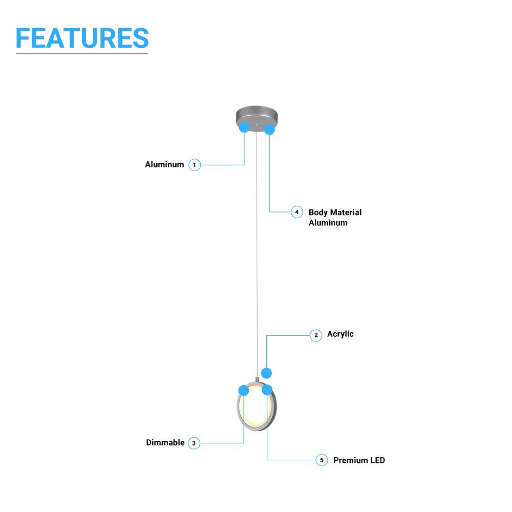 LED Circular Vertical One Ring Pendant Light, 8W, 3000K, 400LM, 120V, Dim: 5.5 x 55 Inch, ETL Listed, Dimmable, Circline Architectural, Hanging Light Fixture - LEDMyPlace