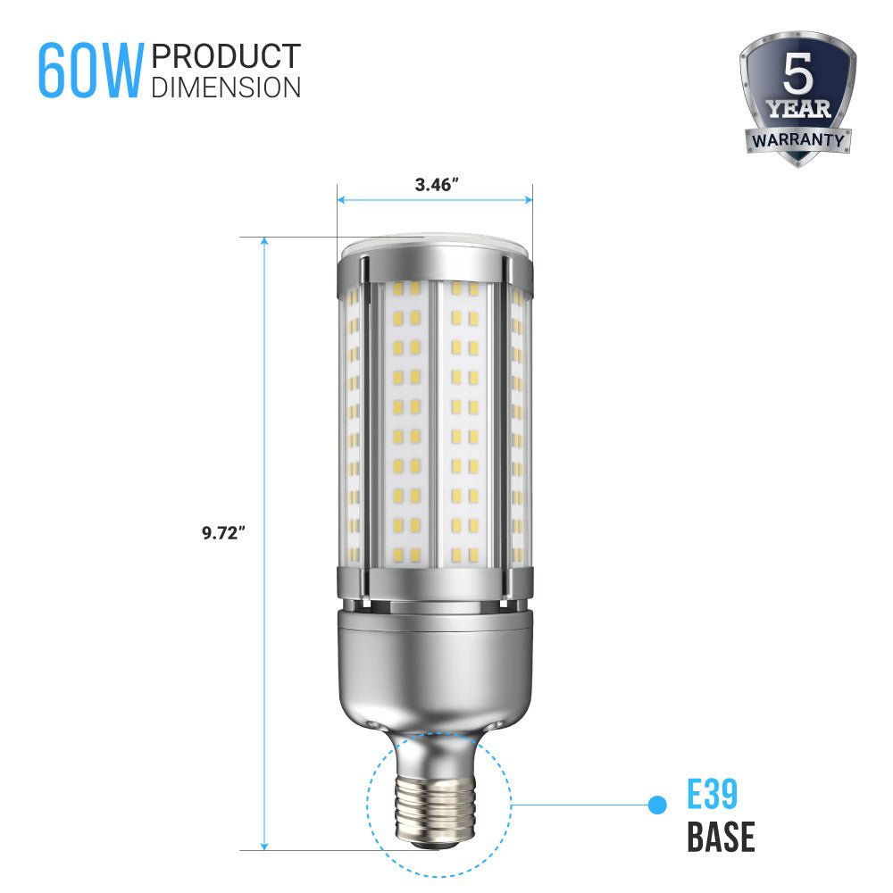 LED Corn Bulb, 18W/60W/100W/120W, 5700K, AC120 - 277V, Dimmable, Damp Location, UL, DLC & RoHS approved, For Garage Warehouse Outdoor Street Area Lighting - LEDMyPlace