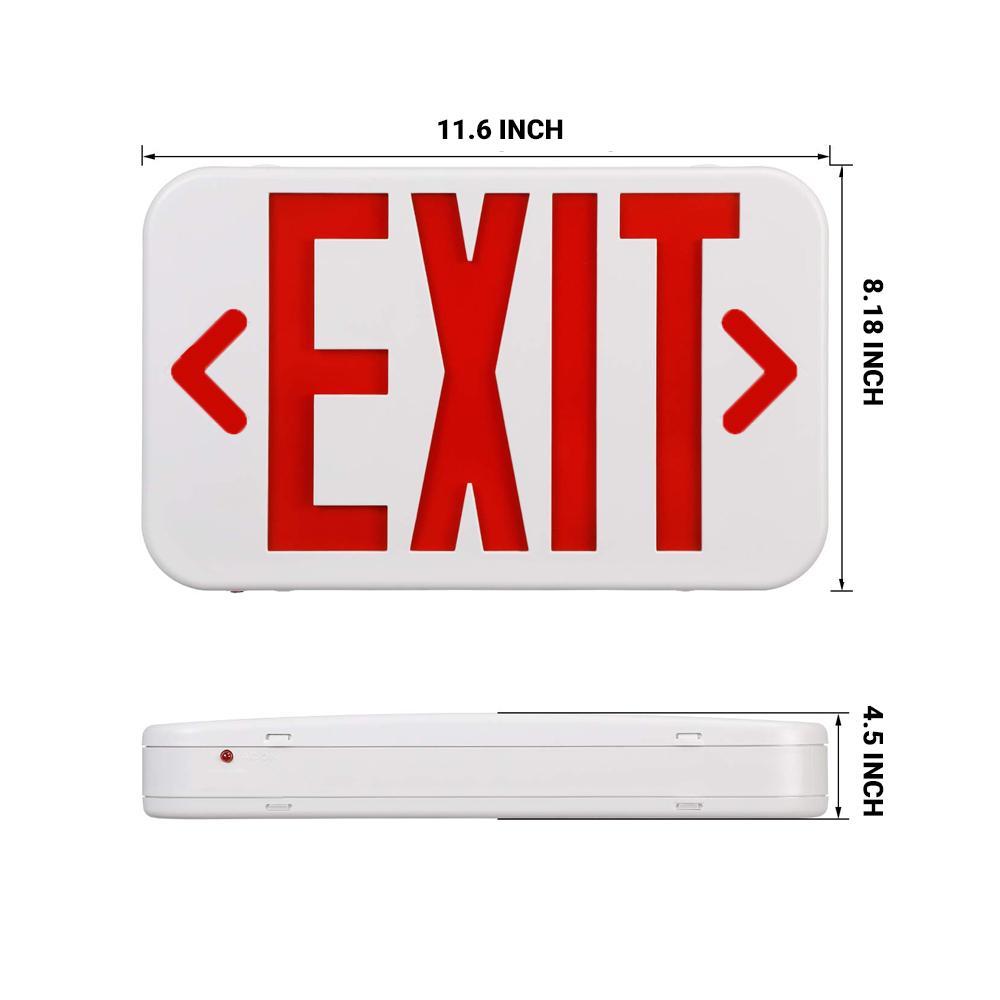 LED Exit Sign with Battery Backup, Double Face, 4W, AC120 - 277V, Side Mount/Ceiling Mount, Red Letter Emergency Exit Lights - LEDMyPlace