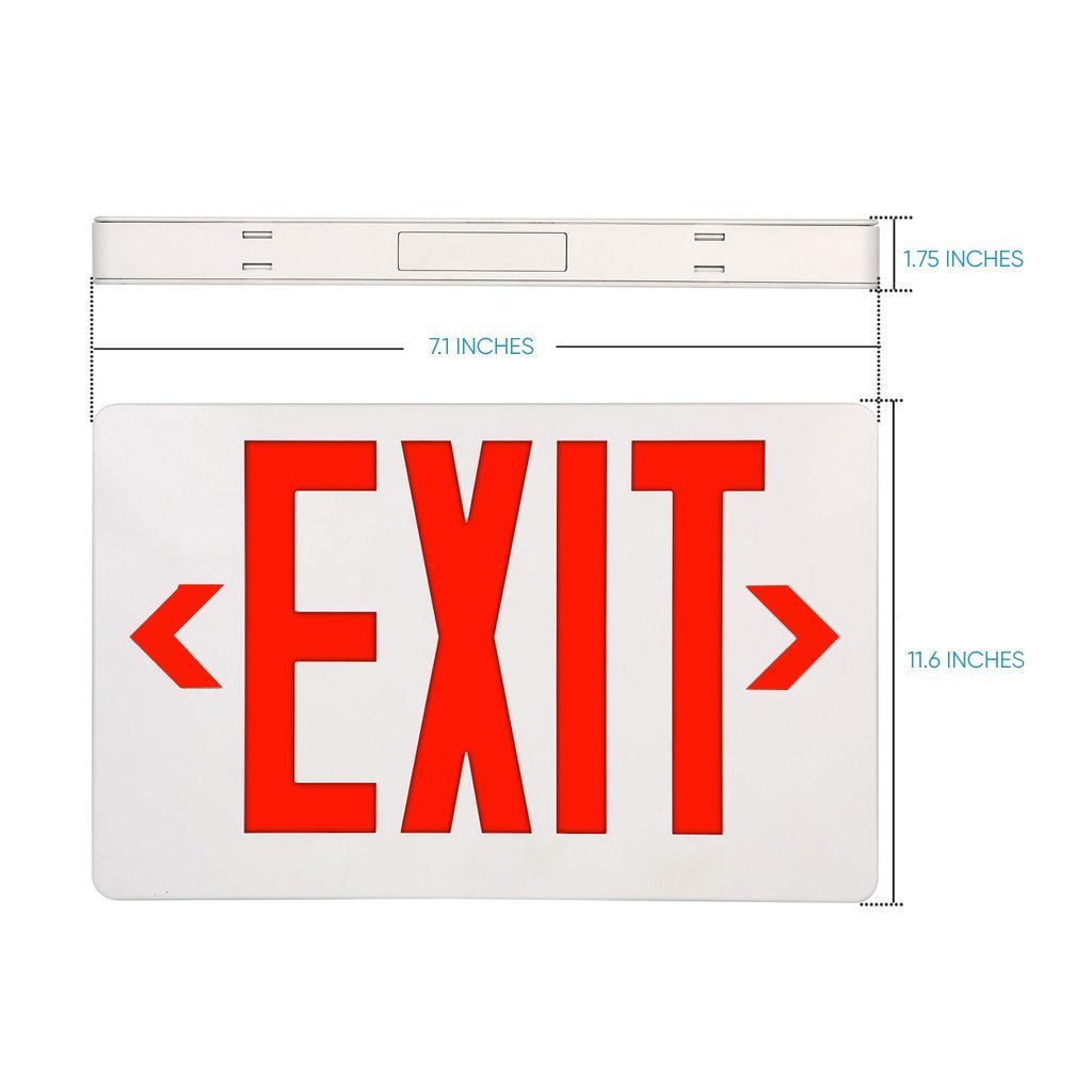 LED Exit Sign with Battery Backup, Double Face, 4W, AC120 - 277V, Side Mount/Ceiling Mount, Red Letter Emergency Exit Lights - LEDMyPlace