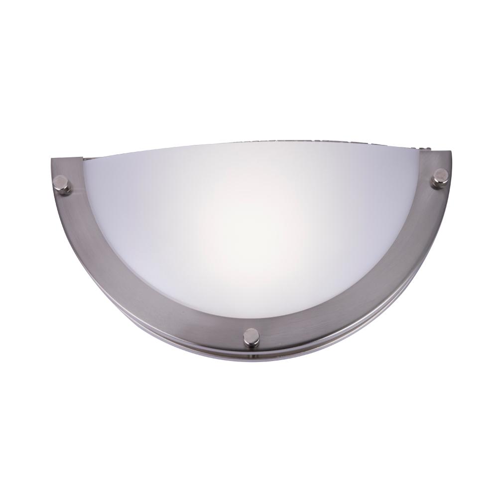 LED Half - Moon Wall Sconce Light 12W, 750 Lumens, Brushed Nickel Finish, White Acrylic Shade, ETL Listed, Hallway Light Fixtures - LEDMyPlace