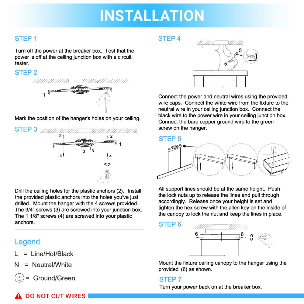 LED Kitchen Island Light Chandelier, 43W, 3000K, 966LM, Dimmable, 5 Years Warranty - LEDMyPlace