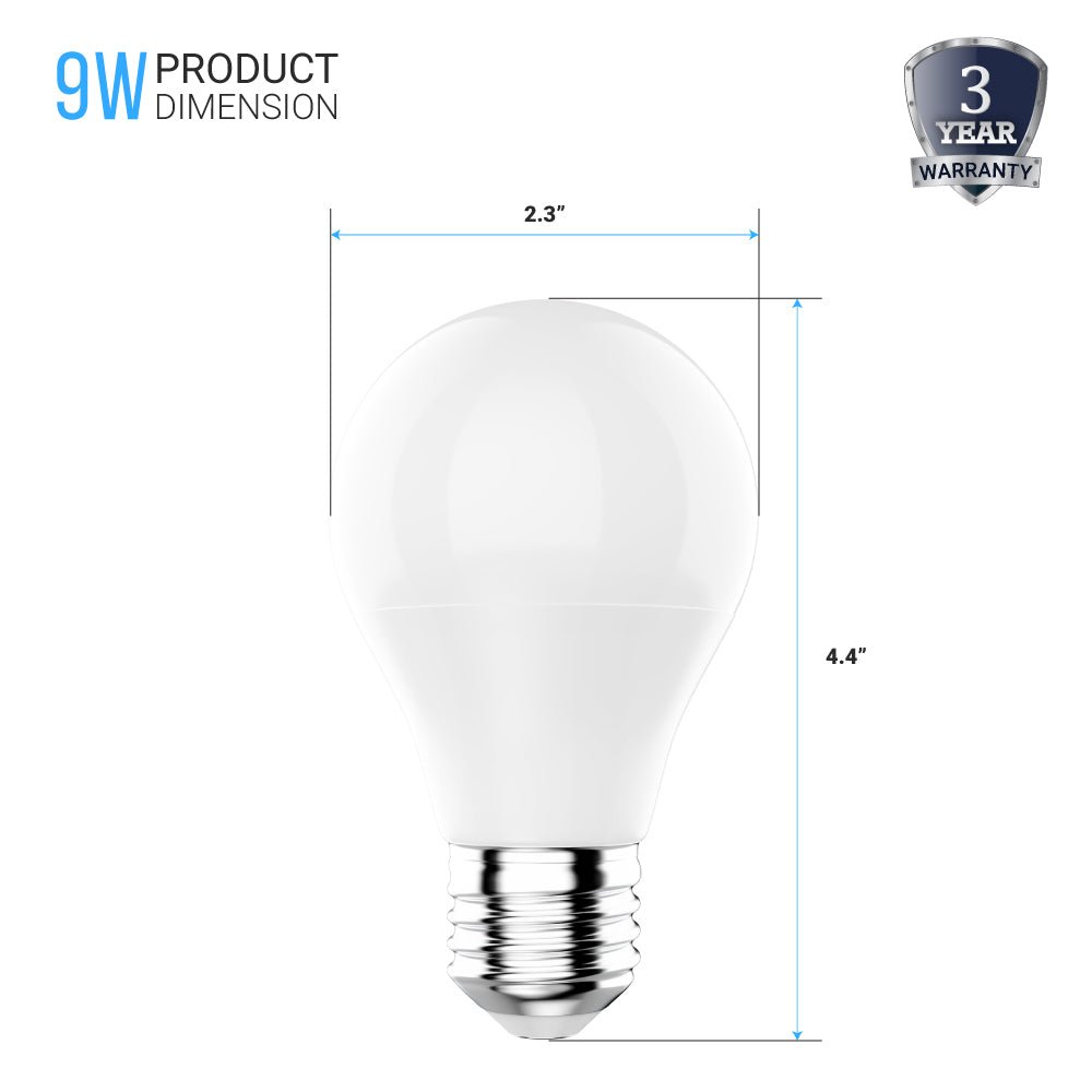 LED Light Bulbs A19 9 Watt 4000K 800 Lumens E26 Base UL Listed Damp Location Non - Dimmable, Standard LED Bulbs - LEDMyPlace