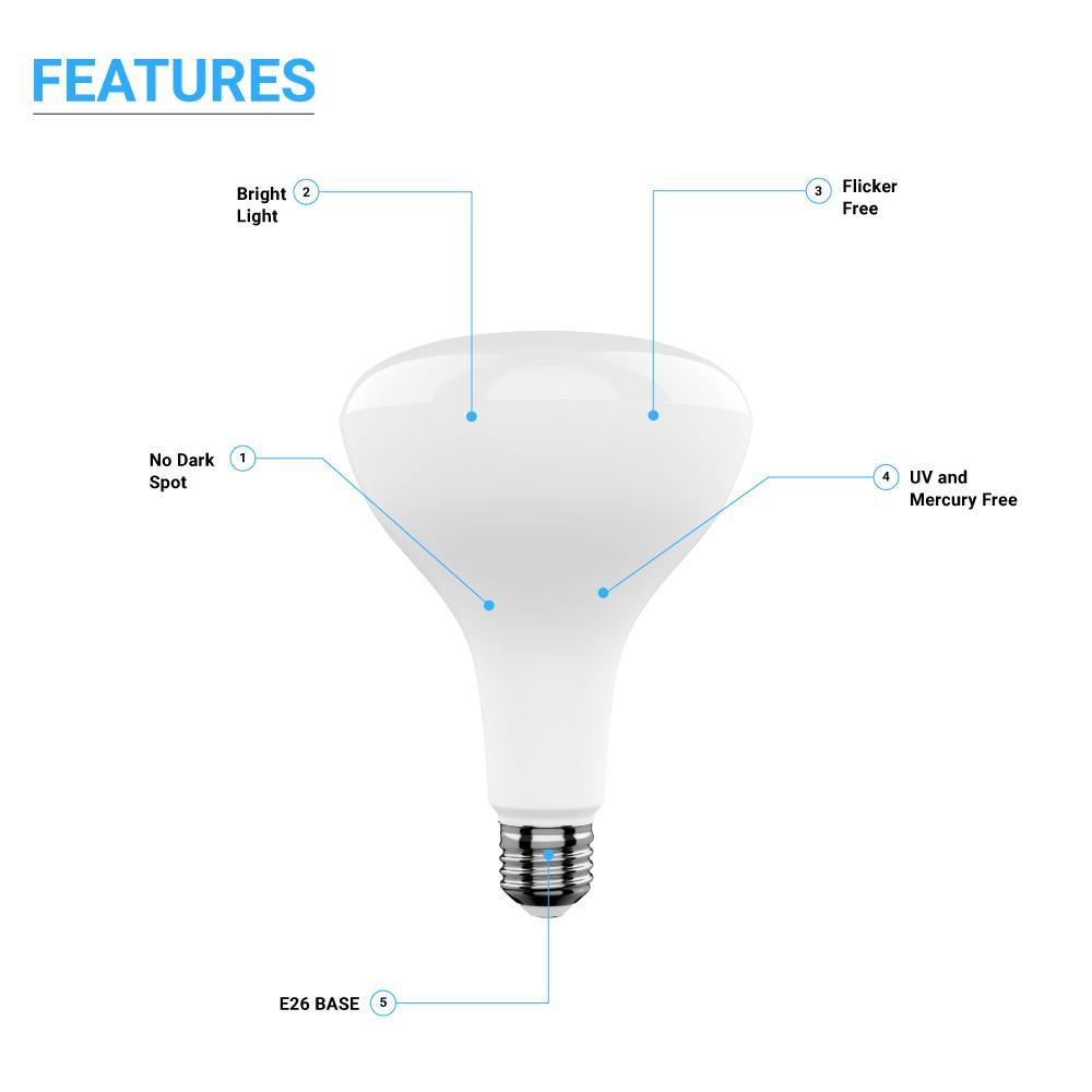 LED Light Bulbs BR40 15.5 Watt 3000K 1100 Lumens 120V Dimmable E26 Base Damp Location LED Indoor Recessed Flood Light - LEDMyPlace