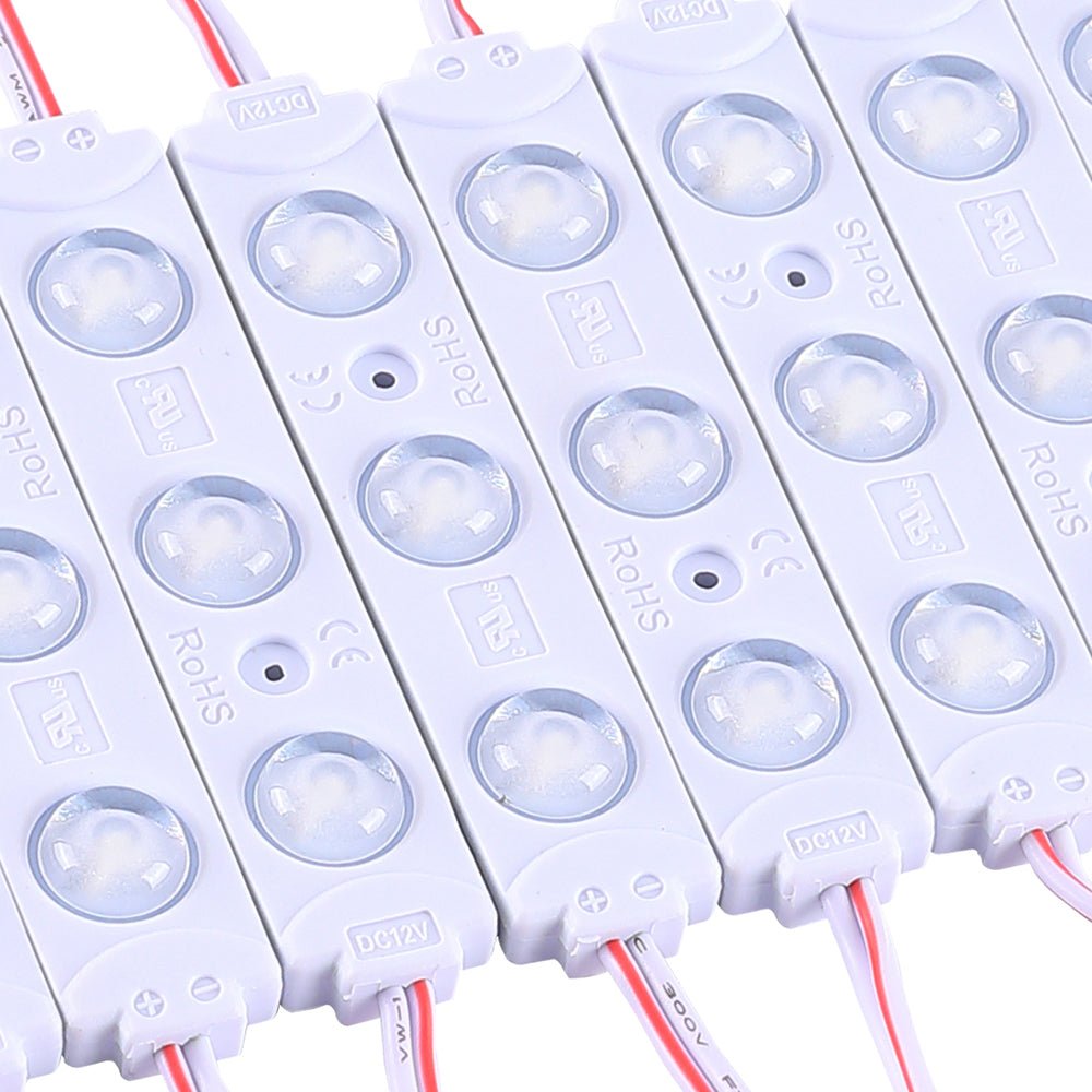 LED Module Lights, 3LEDs/Mod, DC12V, 0.72W, Blue, Waterproof Decorative Light for Letter Sign Advertising Signs with Tape Adhesive Backside (40 - Pack) - LEDMyPlace