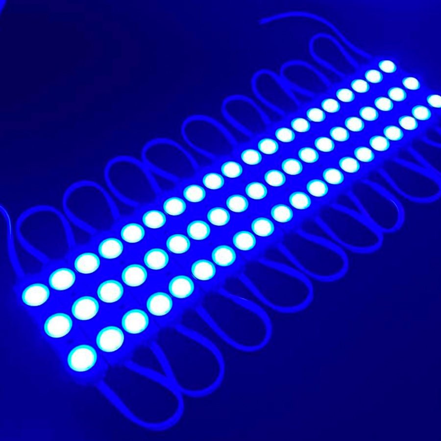 LED Module Lights, 3LEDs/Mod, DC12V, 0.72W, Blue, Waterproof Decorative Light for Letter Sign Advertising Signs with Tape Adhesive Backside (40 - Pack) - LEDMyPlace