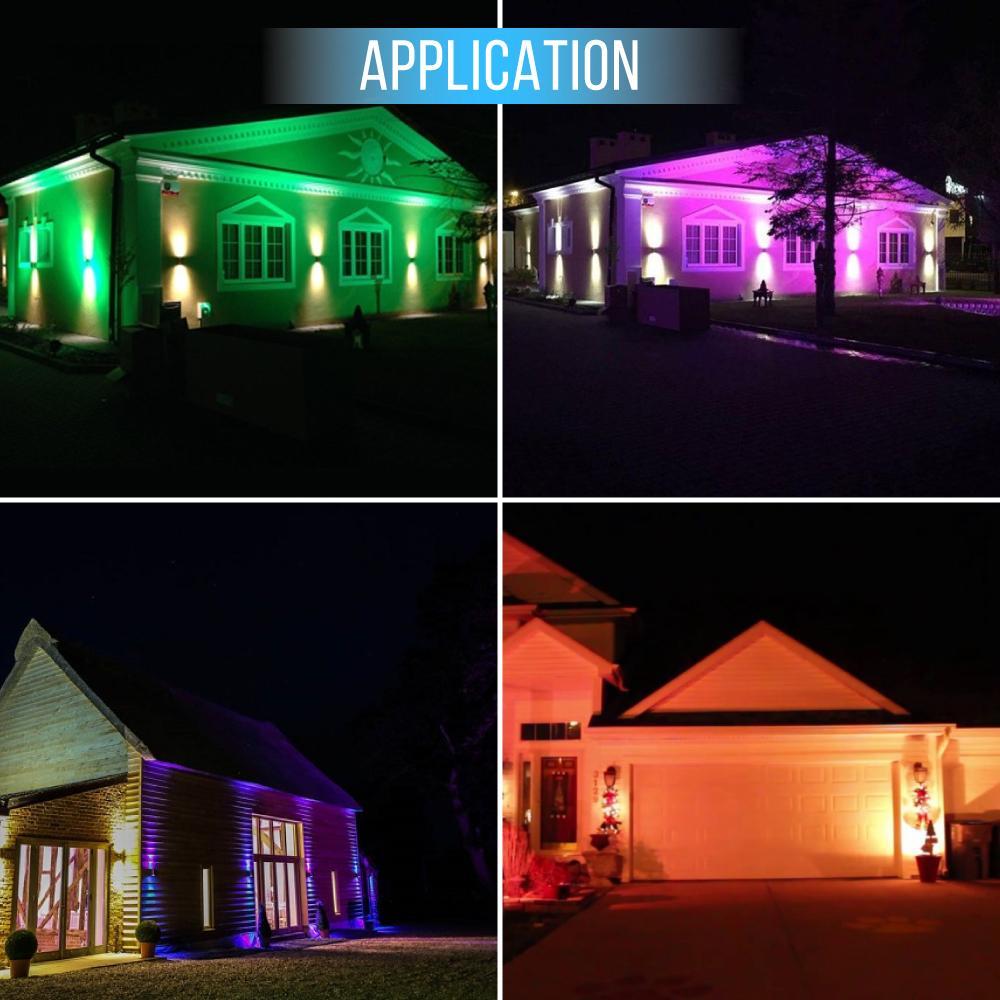 LED Outdoor Up & Down Lights With Remote, RGBW, Cylinder, 36WX2, AC100 - 277V, IP65, ETL CE RoSH Approval, Outdoor Wall Lights - LEDMyPlace