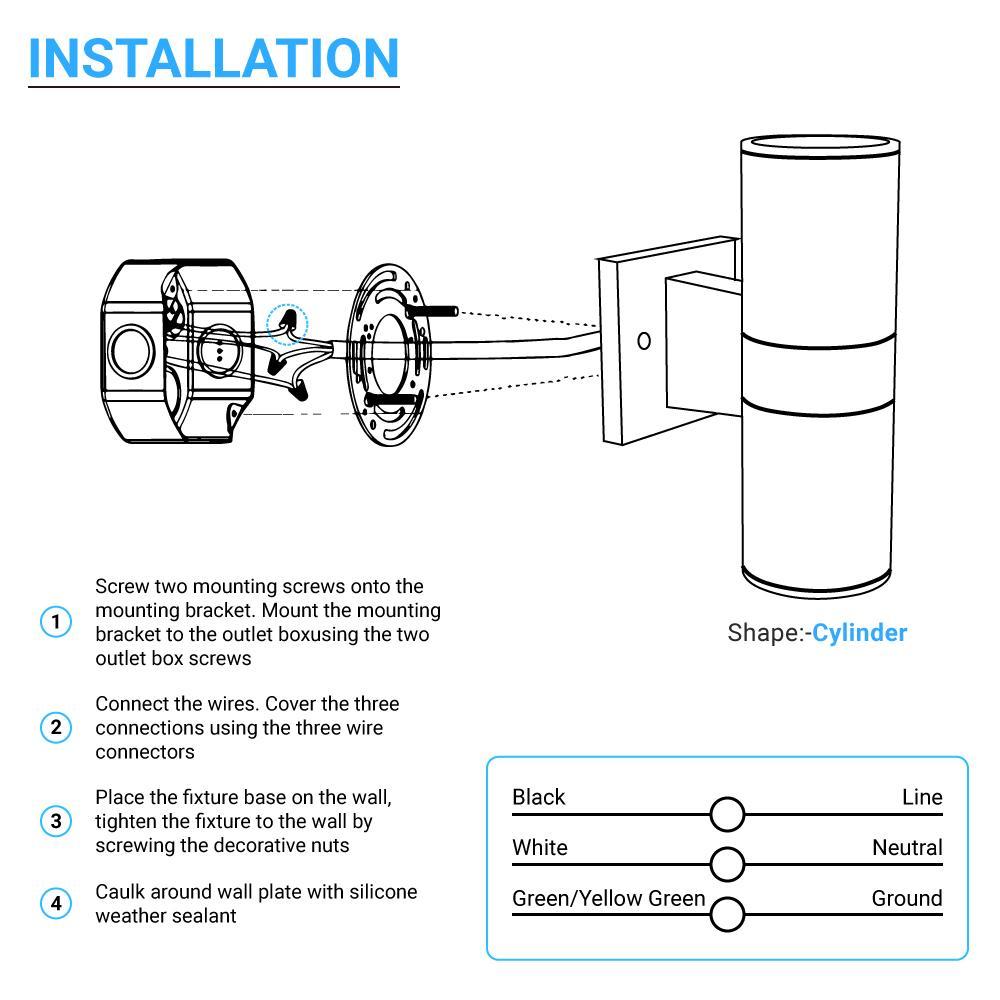 LED Outdoor Up & Down Lights With Remote, RGBW, Cylinder, 36WX2, AC100 - 277V, IP65, ETL CE RoSH Approval, Outdoor Wall Lights - LEDMyPlace