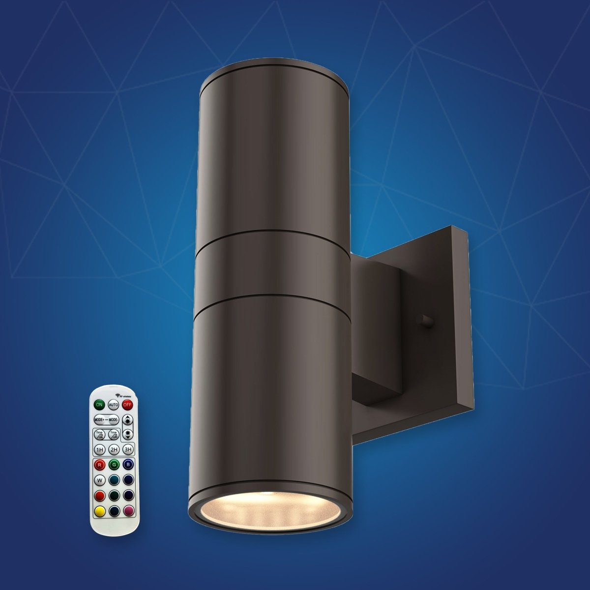 LED Outdoor Up & Down Lights With Remote, RGBW, Cylinder, 36WX2, AC100 - 277V, IP65, ETL CE RoSH Approval, Outdoor Wall Lights - LEDMyPlace