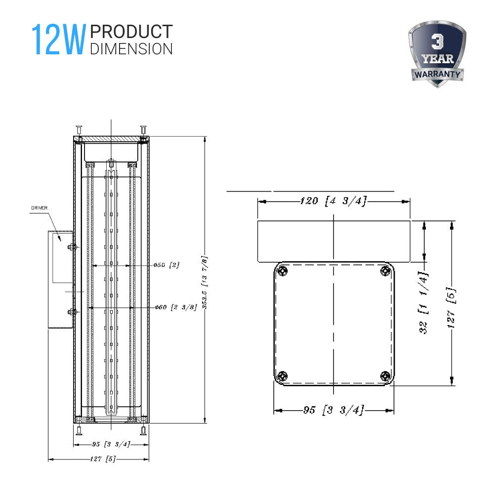 LED Outdoor Wall Sconce, Matte Black Finish, 12W, ETL Listed - Wet Location, Dimmable - LEDMyPlace