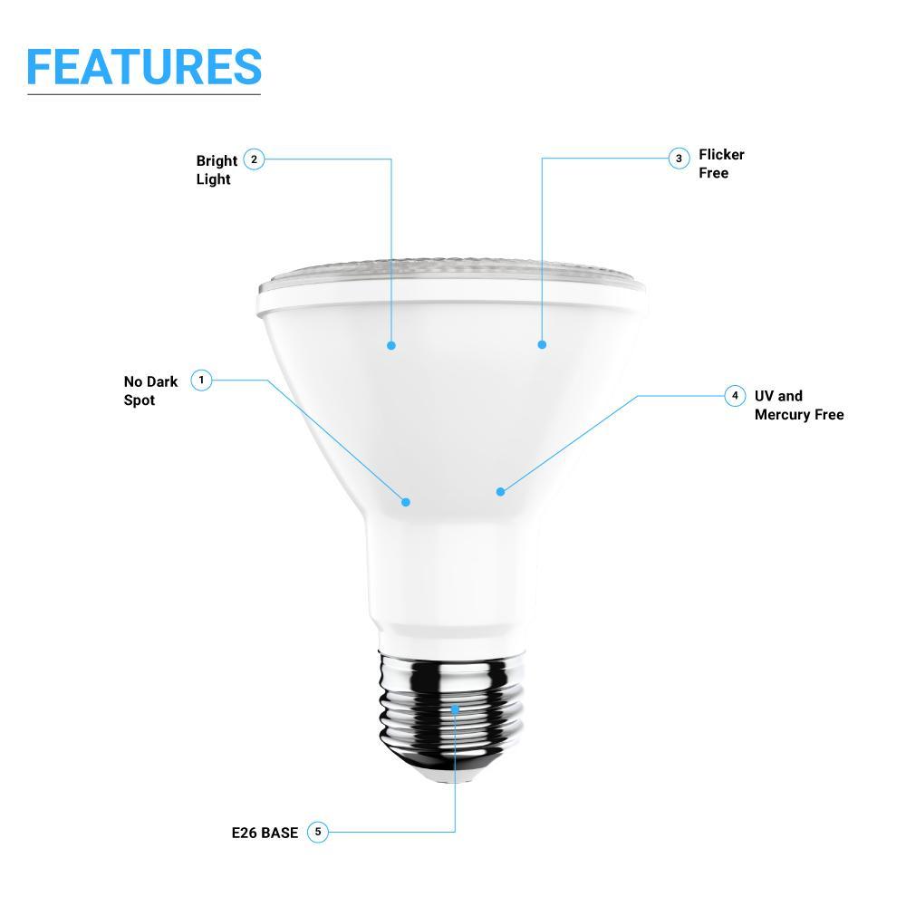 LED PAR20 Light Bulb 8 Watt 525 Lumens - 3000K - High CRI 90+ Dimmable - LEDMyPlace