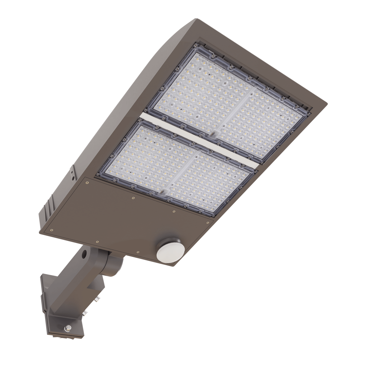 LED Parking Lot Light with Photocell & Motion Sensor, 300W/240W/200W Wattage Adjustable, 5700K,133 LM/W, Universal Mount (Adjustable Slip Fitter +Wall Mount), Waterproof, Bronze, AC120 - 277V, Outdoor Commercial Area Street Security Lighting Fixture, Gen14B - LEDMyPlace