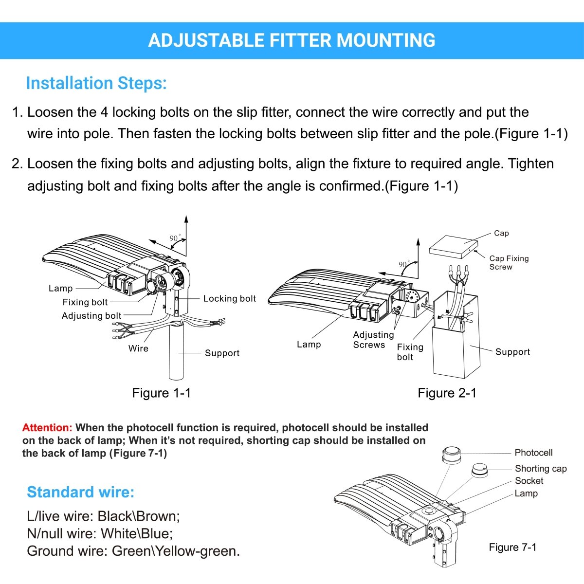 LED Parking Lot Light with Photocell & Motion Sensor, 300W/240W/200W Wattage Adjustable, 5700K,133 LM/W, Universal Mount (Adjustable Slip Fitter +Wall Mount), Waterproof, Bronze, AC120 - 277V, Outdoor Commercial Area Street Security Lighting Fixture, Gen14B - LEDMyPlace