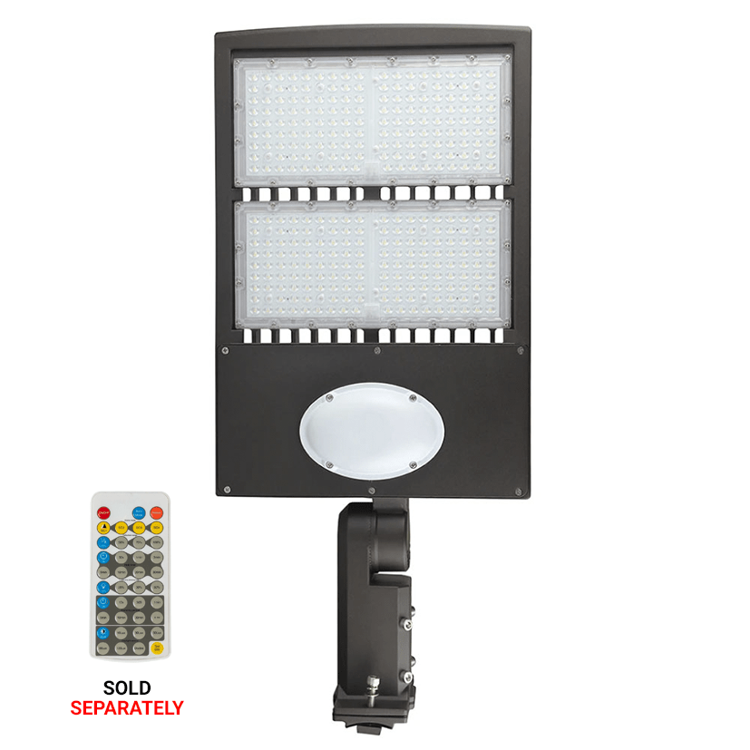 LED Parking Lot Light with Photocell & Motion Sensor, 300W/240W/200W Wattage Adjustable, 5700K,133 LM/W, Universal Mount (Adjustable Slip Fitter +Wall Mount), Waterproof, Bronze, AC120 - 277V, Outdoor Commercial Area Street Security Lighting Fixture, Gen14B - LEDMyPlace