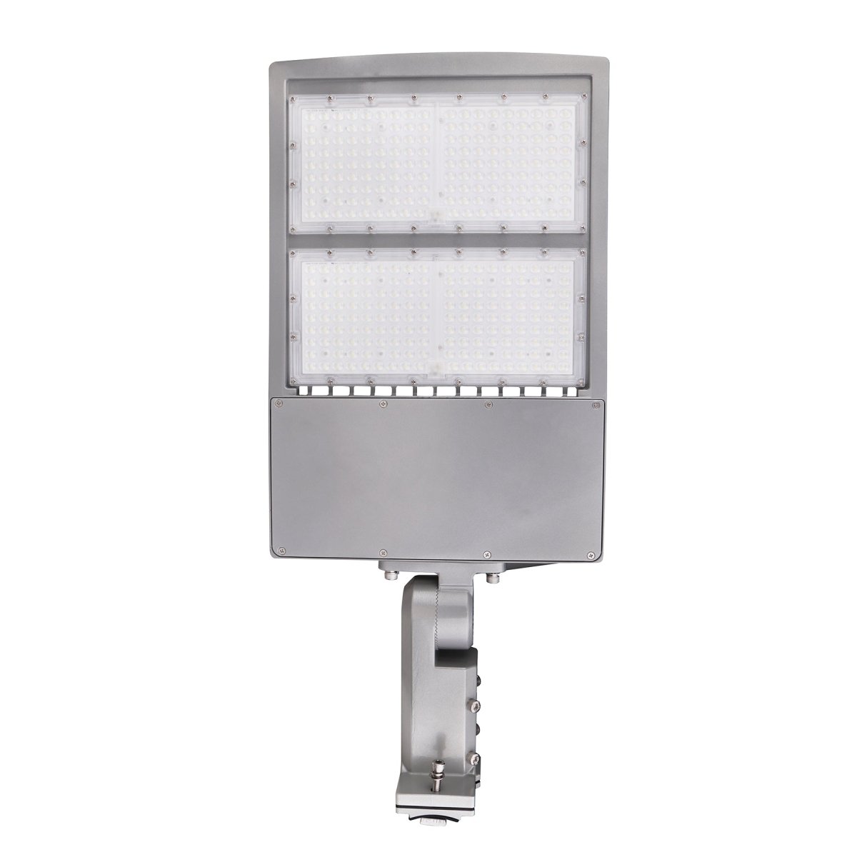 LED Pole Light with Dusk to Dawn Photocell, 300W/240W/200W Wattage Adjustable, 5700K, 133 LM/W, Universal Mount (Adjustable Slip Fitter + Wall Mount), Silver, IP65 Waterproof, AC100 - 277V, LED Parking Lot Lights - Outdoor Commercial Area Street Lighting, - LEDMyPlace