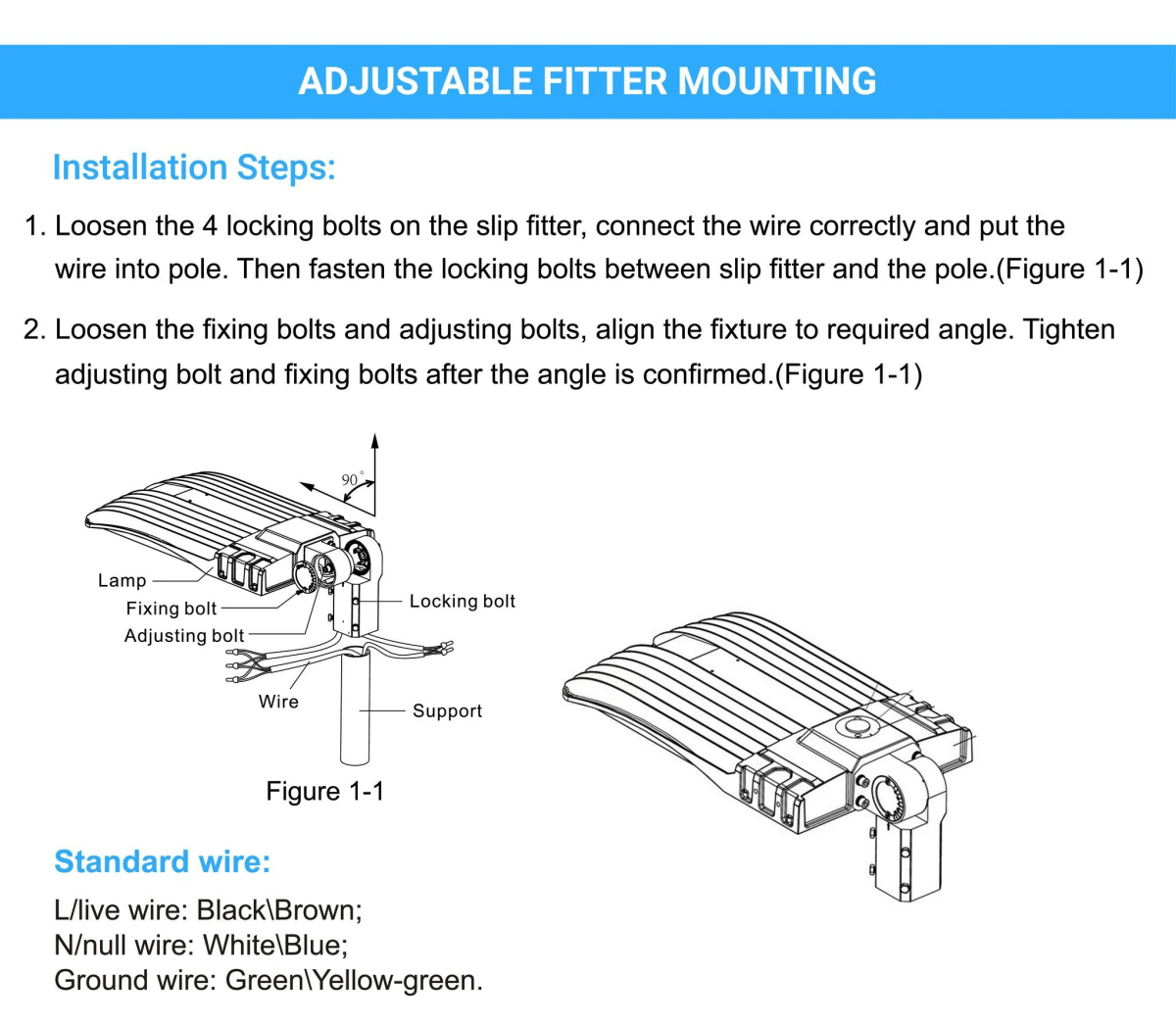 LED Pole Lights Outdoor, 300W/240W/200W Wattage Adjustable, 5700K, 133 LM/W, Universal Mount (Adjustable Slip Fitter + Wall Mount), Bronze, IP65 Waterproof, AC120 - 277V, LED Parking Lot Lights - Commercial Area Street Security Lights - LEDMyPlace