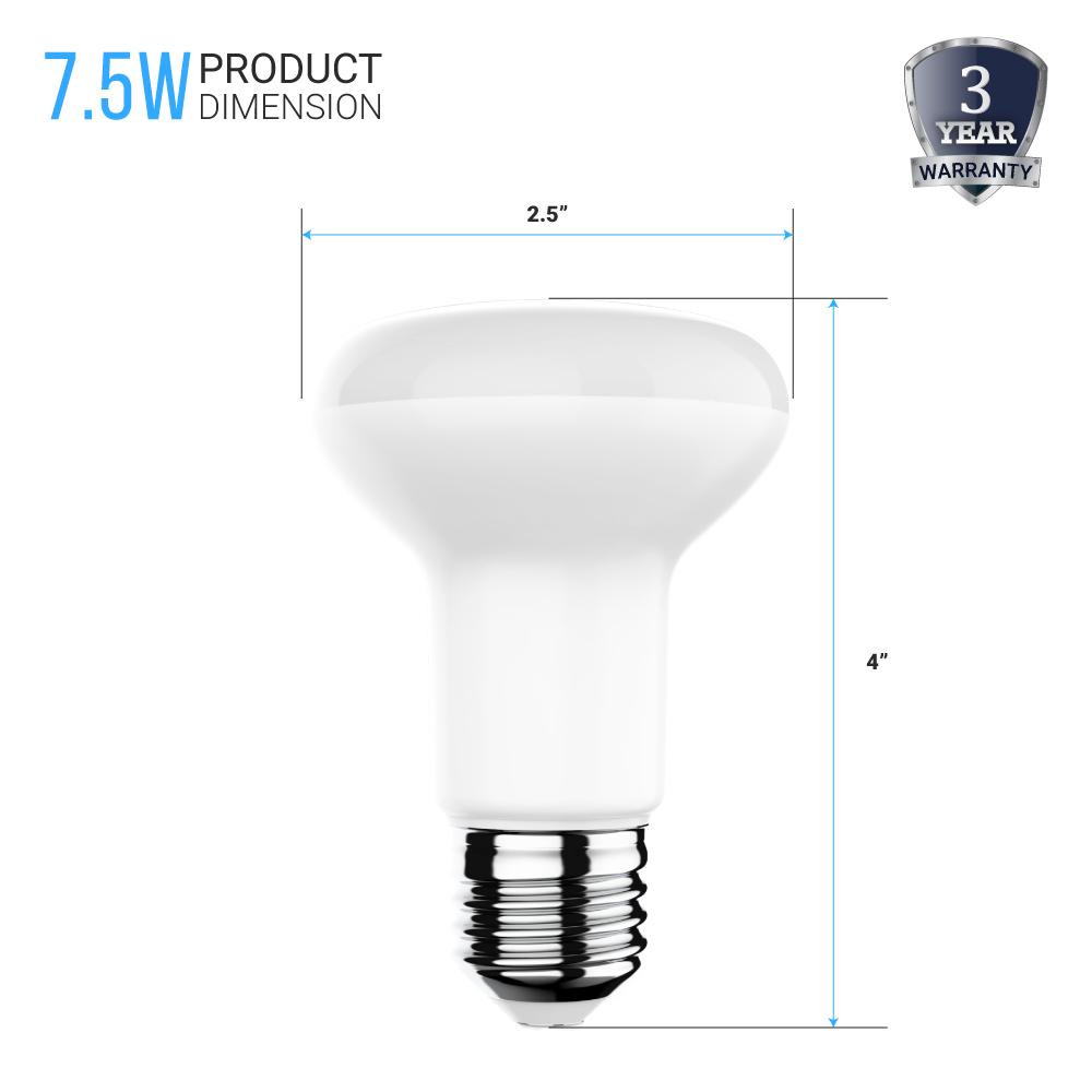 LED R20/BR20 Bulbs - 3000K - Warm White - 7.5 Watt - 50 Watt Equivalent, Dimmable - LEDMyPlace