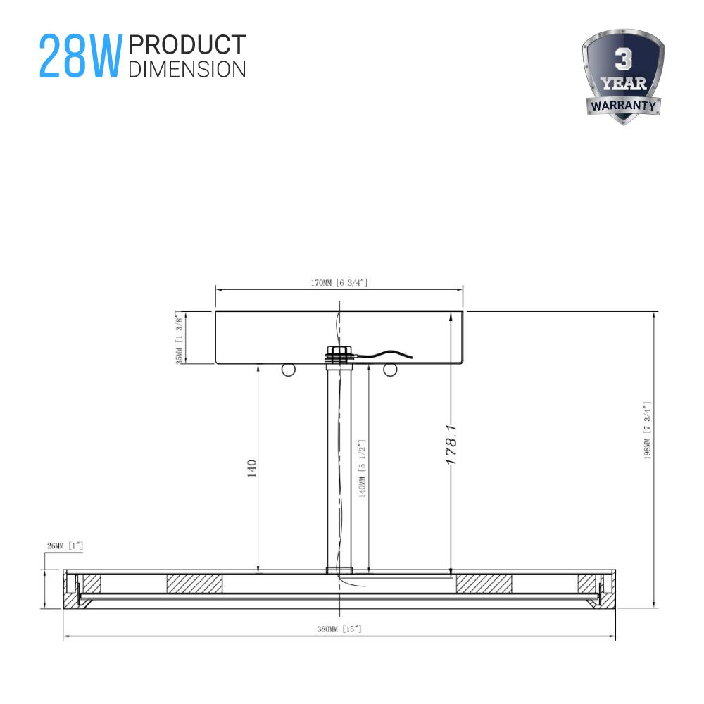 LED Semi - Flush Mount Light, 28W, 1950 Lumens, Dimmable, Round Close To Ceiling Lights - LEDMyPlace