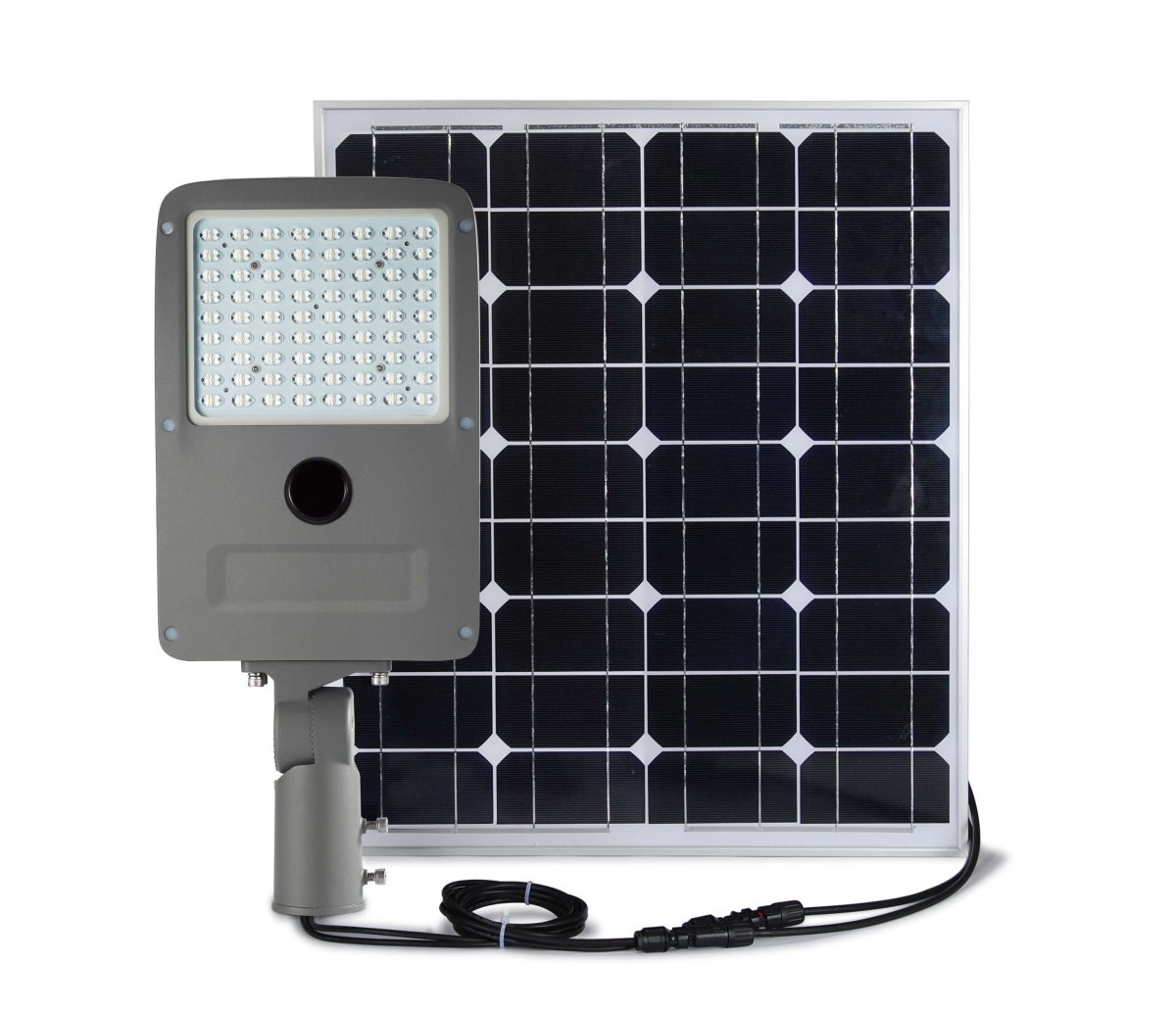 LED Solar Street Light Set 40W w/ 90W Solar Panel, 6000K 5,200LM, 120V - 277V, IP67, 44AH Battery Capacity, Solar Power LED Street Lighting - LEDMyPlace