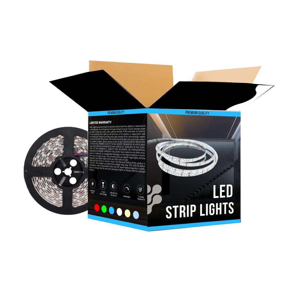 LED Strip Lights, IP20, 16.4ft, Dimmable, 12V, SMD 2835, 120 leds/Meter, UL, RoHS Listed, 371 lm/ft with 72W Power Supply & Wireless Dimming Remote - LEDMyPlace