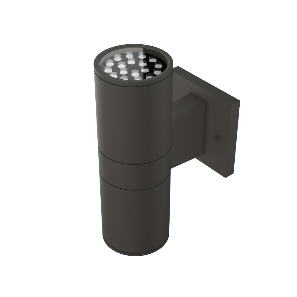 LED Up & Down Lights Outdoor, Cylinder, 12WX2, AC100 - 277V, 80 - 90 Lm/W, IP65, Light Bronze Finish, Double Side - LEDMyPlace