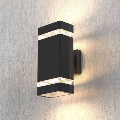 LED Up & Down Wall Lights Outdoor, Square, 2x6W, AC100 - 277V, Waterproof Wall Sconce in 2 Lights, ETL - Listed, 80 - 90 Lumens/W - LEDMyPlace