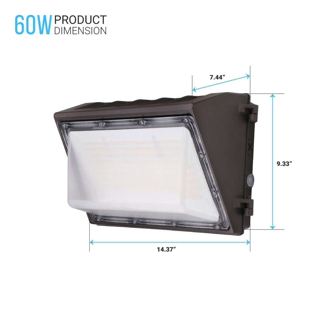 LED Wall Pack Light with Dusk - to - Dawn Sensor 60W 9000LM 5700K Daylight, Forward Throw, 120V - 277V Waterproof Wall Mount Security Lighting UL, DLC Premium - LEDMyPlace