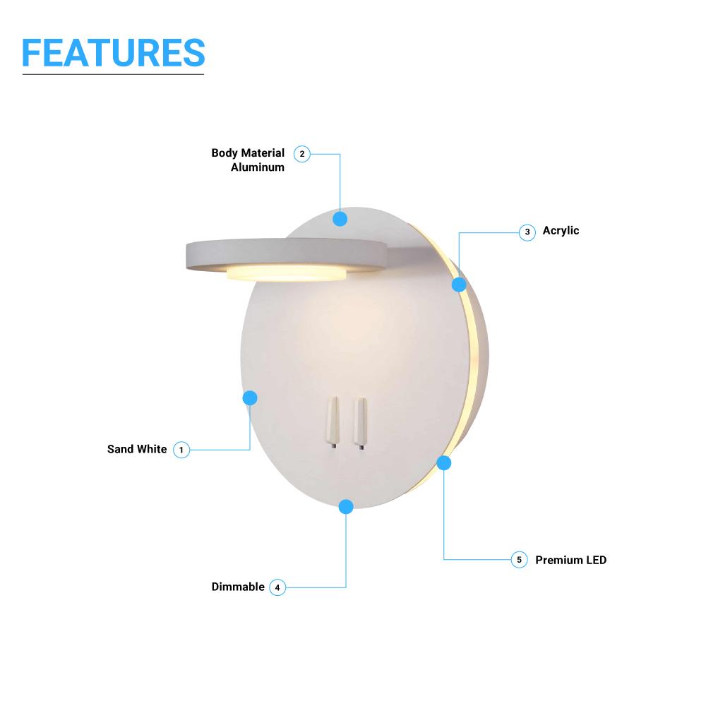 LED Wall Sconce Light, 14W, 3000K (Warm white), 558LM, Industrial Design, Dimmable, Diameter 6.2 inch - LEDMyPlace