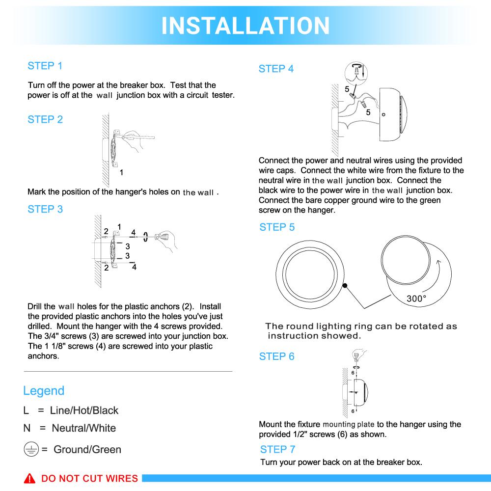 LED Wall Sconce Light, 7W, 3000K (Warm White), Dimmable, Modern Indoor Wall Mount Sconces - LEDMyPlace