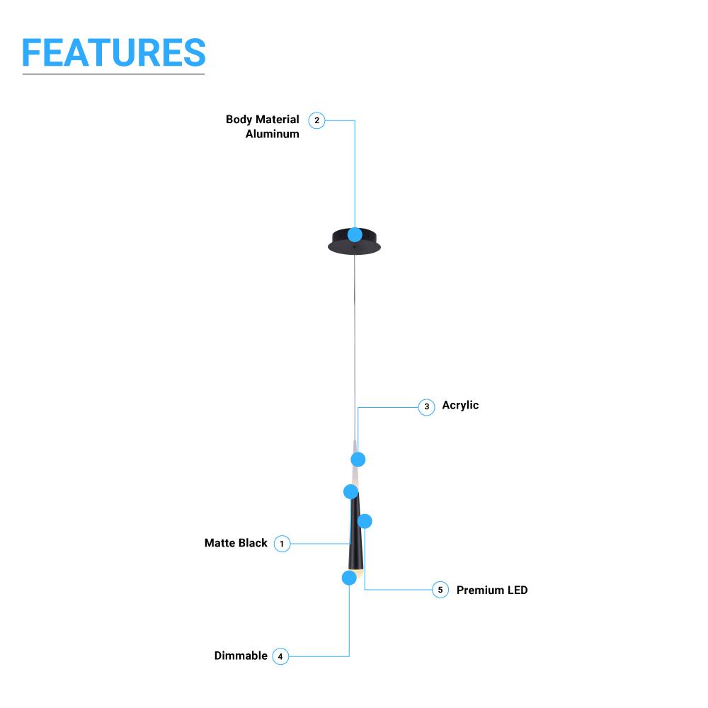 Living Room Pendant For Low Ceiling, 7W, 3000K (Warm White), 348LM, Dimmable, Pendant Mounting - LEDMyPlace