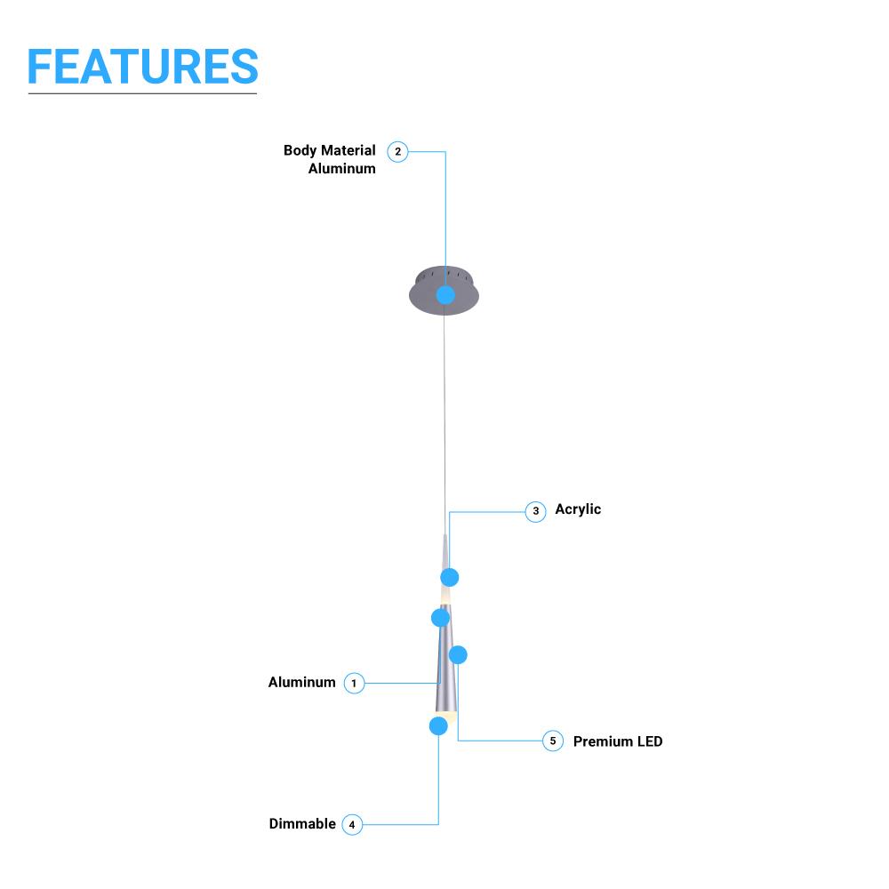 Living Room Pendant For Low Ceiling, 7W, 3000K (Warm White), 348LM, Dimmable, Pendant Mounting - LEDMyPlace