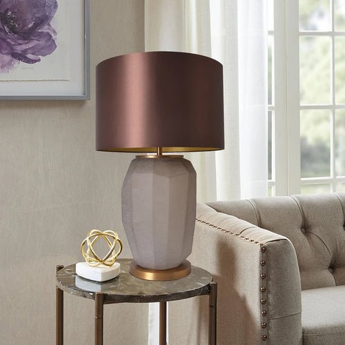 Lola Big Sculpted Glass Best Table Lamp 30" - Spiced Apricot/Chocolate Brown - LEDMyPlace