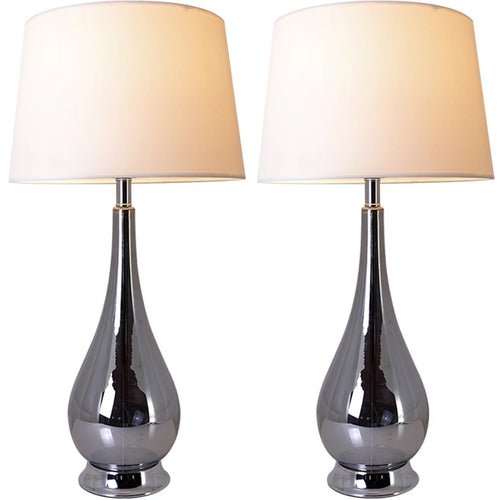 Lola Big Translucent Ombre Glass Best Table Lamp 30" - Chrome Ombre/White (Set of 2) - LEDMyPlace