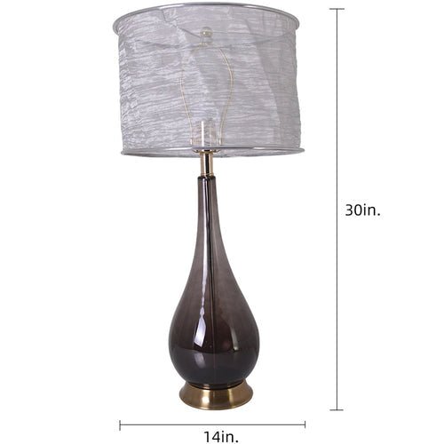 Lola Big Translucent Smoke Gray Ombre Glass Best Table Lamp 30" - Smoke Gray Ombre/Silver Yarn Shade (Set of 2) - LEDMyPlace