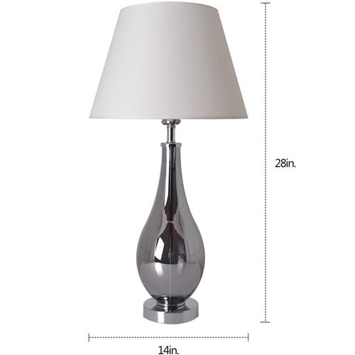 Lola Chrome Droplet Glass Best Table Lamp 28" - Chrome Gray/Creme (Set of 2) - LEDMyPlace