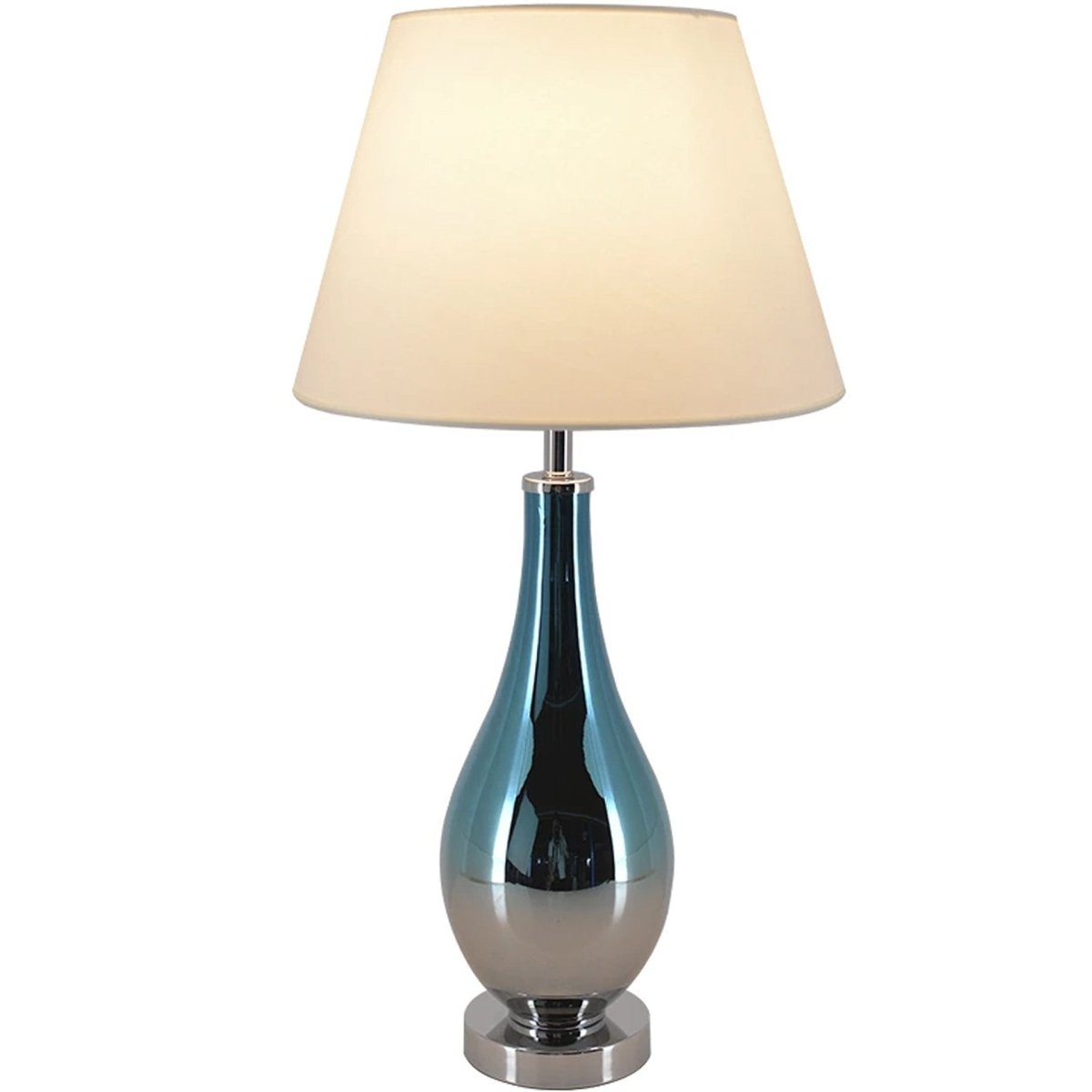 Lola Ombre Droplet Glass Best Table Lamp 28" - Blue Chrome Ombre/Crème - LEDMyPlace