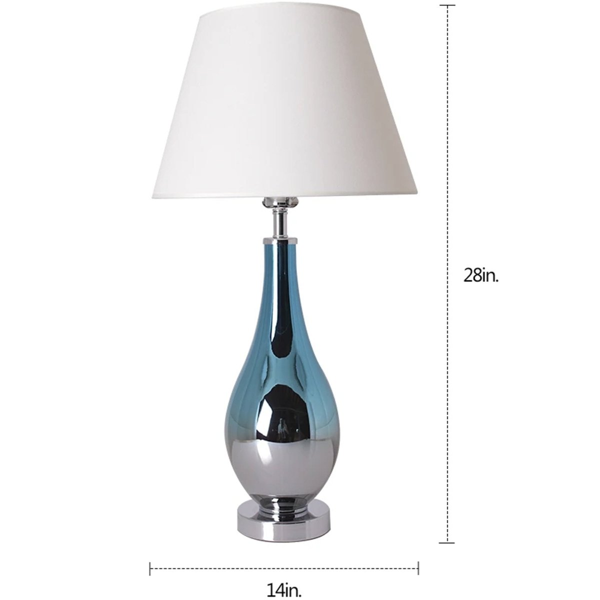 Lola Ombre Droplet Glass Best Table Lamp 28" - Blue Chrome Ombre/Crème - LEDMyPlace