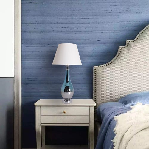 Lola Ombre Droplet Glass Best Table Lamp 28" - Blue Chrome Ombre/Creme (Set of 2) - LEDMyPlace