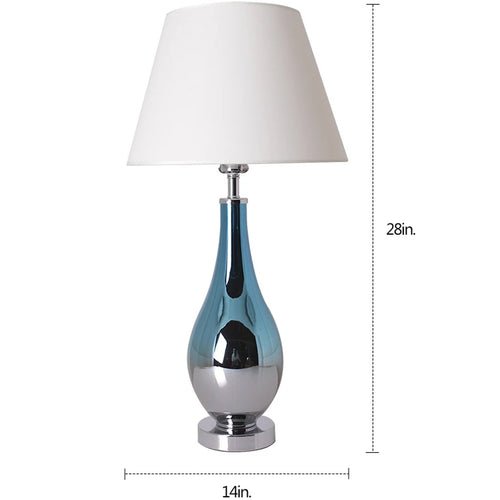 Lola Ombre Droplet Glass Best Table Lamp 28" - Blue Chrome Ombre/Creme (Set of 2) - LEDMyPlace