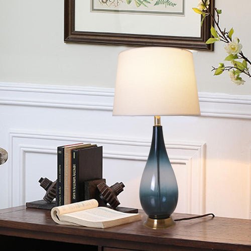 Lola Ombre Droplet Glass Best Table Lamp 28" - Deep Green Ombre/White (Set of 2) - LEDMyPlace