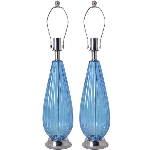 Manolya Translucent Glass Best Table Lamp 28" - Sky Blue/Ivory White (Set of 2) - LEDMyPlace