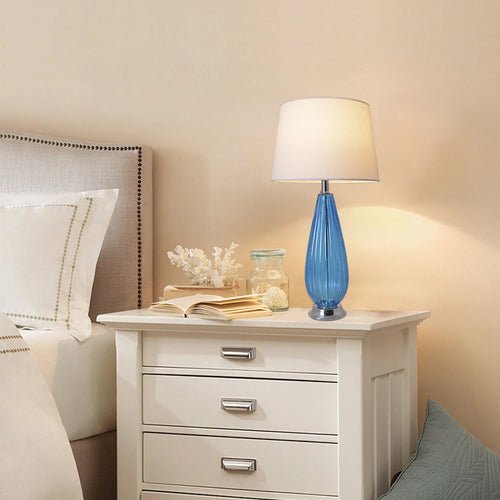 Manolya Translucent Glass Best Table Lamp 28" - Sky Blue/Ivory White (Set of 2) - LEDMyPlace