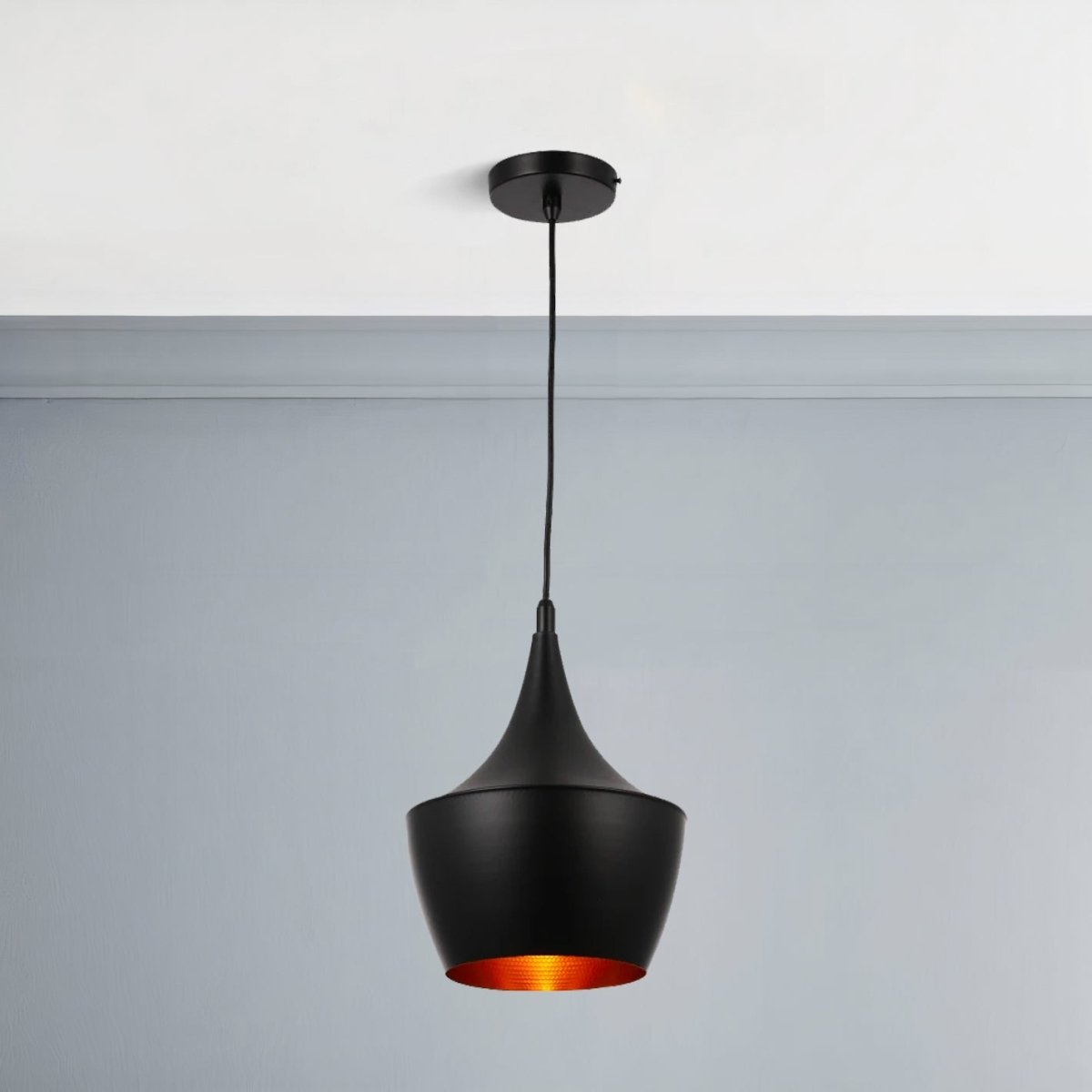 Matte Black Pendant Light Fixture, Gourd style, E26 Base, Steel Body, UL Listed - LEDMyPlace