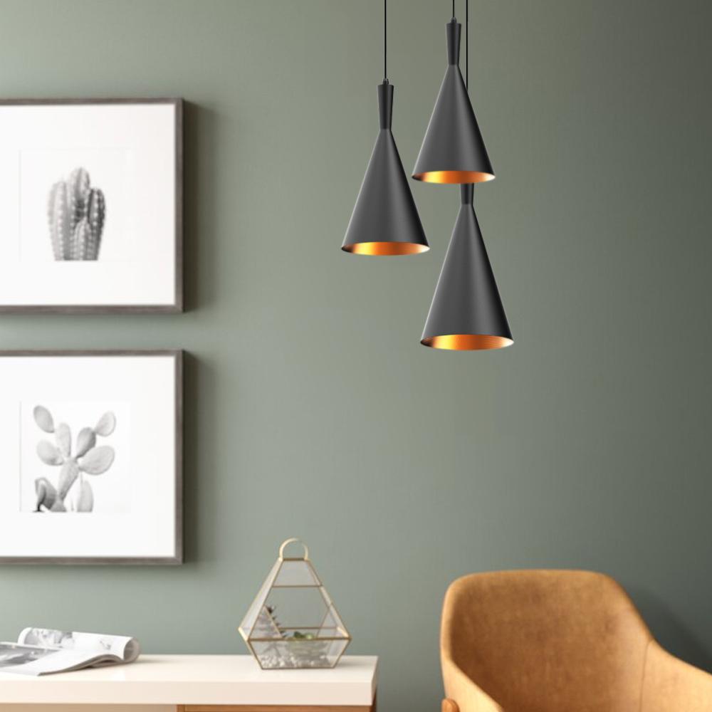 Matte Black Pendant Light Fixture, Subulate Style, E26 Base, Steel Body, UL Listed - LEDMyPlace