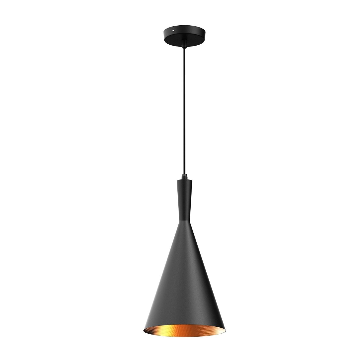 Matte Black Pendant Light Fixture, Subulate Style, E26 Base, Steel Body, UL Listed - LEDMyPlace