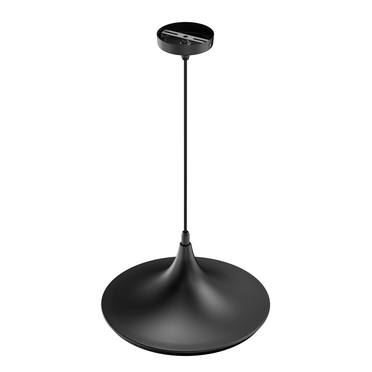 Matte Black Pendant Light Fixture, Trumpet - Shaped, E26 Base, Steel Body, UL Listed - LEDMyPlace