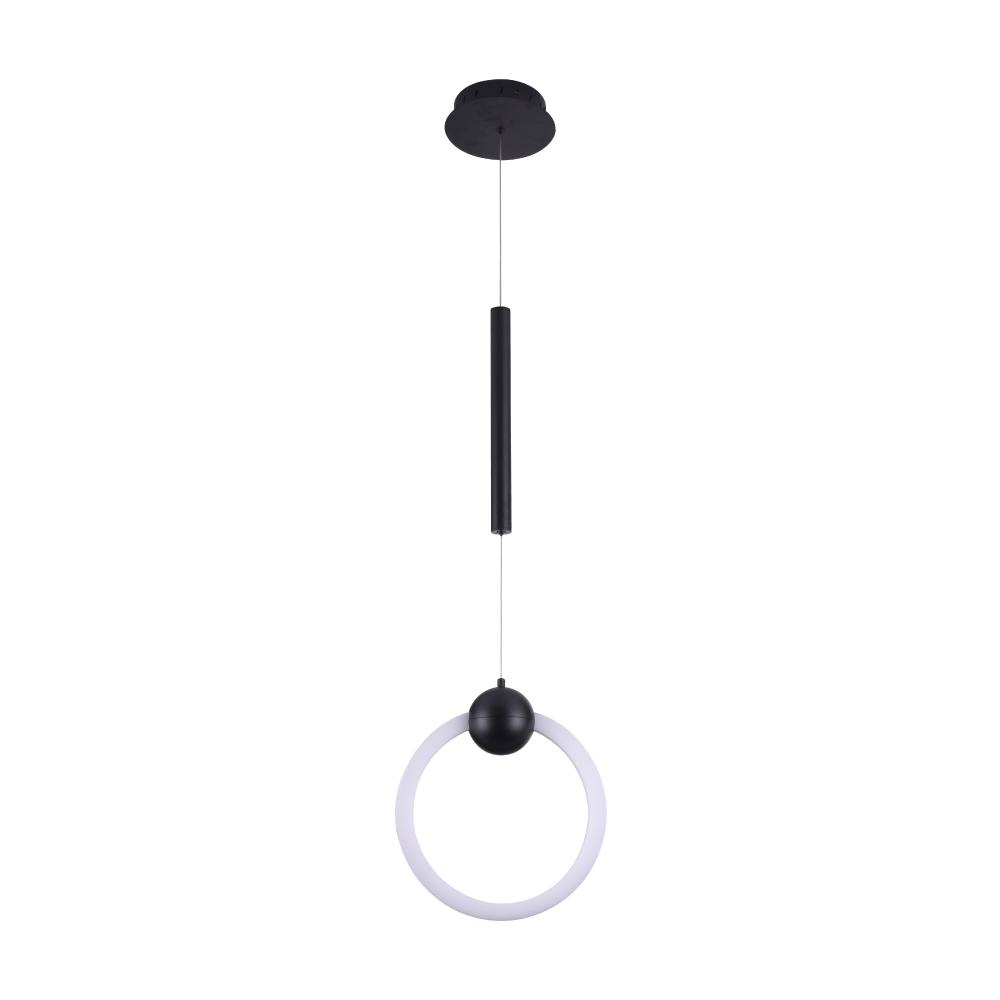 Matte Black Ring, 1 - Light LED Unique Design Pendant, 9W, 3000K (Warm White), 520LM, Dimmable, Pendant Mounting - LEDMyPlace